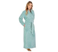 Slenderella Longer Length Luxury Waffle Fleece Shawl Collar Wrap Housecoat (10/12, green)