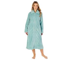 Slenderella Luxury Waffle Fleece Zip Opening Housecoat (12/14, green)