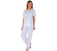 Slenderella PJ3271 Women's Blue Cotton Embroidered Pyjama Set XXLarge