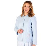 Slenderella Polar Fleece Button Bed Jacket BJ44601 Blue Medium