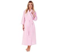 Slenderella Seersucker 3/4 Sleeve Lightweight Belted Wrap 48 inch Housecoat (10/12, Pink)