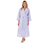 Slenderella Seersucker 3/4 Sleeve Lightweight Belted Wrap 48 inch Housecoat (12/14, Blue)