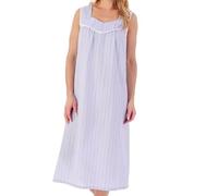 Slenderella Seersucker Broad Strap Gathered Yoke 46 inch Nightdress (12/14, Blue)