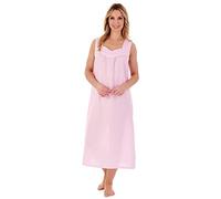 Slenderella Seersucker Broad Strap Gathered Yoke 46 inch Nightdress (20/22, Pink)