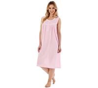 Slenderella Seersucker Sleeveless Buttoned Top 42 inch Nightdress (12/14, Pink)