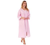 Slenderella Seersucker Zip Front Gathered Yoke 45 inch Housecoat (10/12, Pink)