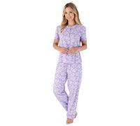 Slenderella Short Sleeve Floral Print Pyjamas PJ03162 Purple 12-14