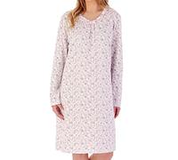 Slenderella Sketch Floral Long Sleeve Cotton 38 inch Nightdress (20/22, Grey)