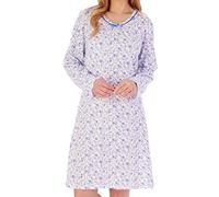 Slenderella Sketch Floral Long Sleeve Cotton 38 inch Nightdress (24/26, Blue)