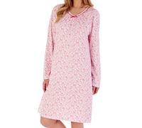 Slenderella Sketch Floral Long Sleeve Cotton 38 inch Nightdress (24/26, Pink)