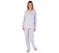 Slenderella Sketch Floral Long Sleeve Tailored Cotton Pyjama Set (20/22, Blue)