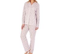 Slenderella Sketch Floral Long Sleeve Tailored Cotton Pyjama Set (20/22, Grey)