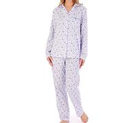 Slenderella Sketch Floral Long Sleeve Tailored Cotton Pyjama Set (24/26, Blue)