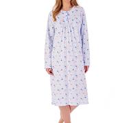 Slenderella Spring Garden Long Sleeve Buttoned Top Cotton 42 inch Nightdress (24/26, Blue)