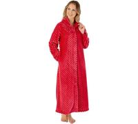Slenderella Stripes Longer Length Button Through 50 Inch Housecoat (10/12, raspberry)