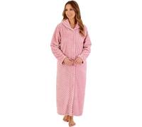 Slenderella Stripes Longer Length Button Through 50 Inch Housecoat (12/14, pink)