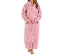 Slenderella Stripes Longer Length Button Through 50 Inch Housecoat (16/18, pink)