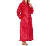 Slenderella Stripes Longer Length Button Through 50 Inch Housecoat (24/26, raspberry)