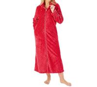 Slenderella Stripes Longer Length Zip Opening 50 Inch Housecoat (12/14, raspberry)