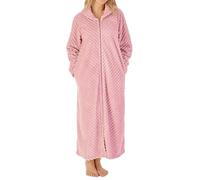 Slenderella Stripes Longer Length Zip Opening 50 Inch Housecoat (16/18, pink)