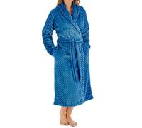 Slenderella Stripes Shawl Collar 46 Inch Wrap Housecoat (10/12, teal)