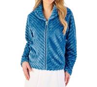 Slenderella Stripes Zip Opening Long Sleeve Bedjacket (12/14, teal)