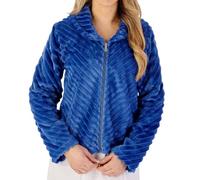 Slenderella Stripes Zip Opening Long Sleeve Bedjacket (16/18, blue)