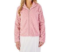 Slenderella Stripes Zip Opening Long Sleeve Bedjacket (20/22, pink)