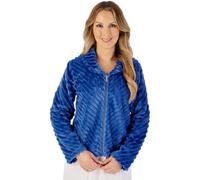 Slenderella Supersoft Diagonal Rib Fleece Zip Bedjacket BJ08300 Blue 16-18