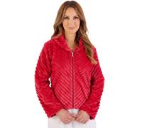 Slenderella Supersoft Diagonal Rib Fleece Zip Bedjacket BJ08300 Raspberry 12-14