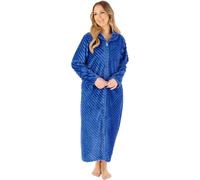 Slenderella Supersoft Rib Fleece 50" Zipped Housecoat HC08302 Blue 16-18