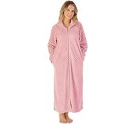 Slenderella Supersoft Rib Fleece 50" Zipped Housecoat HC08302 Pink 12-14