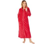Slenderella Supersoft Rib Fleece 50" Zipped Housecoat HC08302 Raspberry 12-14