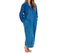 Slenderella Supersoft Rib Fleece 50" Zipped Housecoat HC08302 Teal 20-22