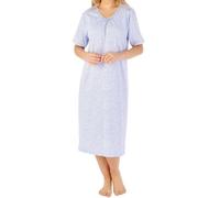 Slenderella Wild Thyme Short Sleeve 42 Inch Cotton Nightdress (12/14, blue)