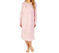 Slenderella Windflower Long Sleeve Cotton 45 Inch Nightdress (16/18, pink)