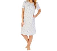 Slenderella Windflower Short Sleeve Cotton 42 Inch Nightdress (16/18, blue)