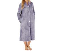Slenderella Winter Rose Buttoned Front 46 Inch Housecoat (10/12, grey)