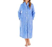 Slenderella Winter Rose Buttoned Front 46 Inch Housecoat (12/14, blue)