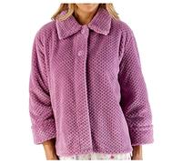 Slenderella Womens Bed Jacket 24"/61cm Soft Thick Light Purple Waffle Fleece Collared Button Up Size XXL 24 26