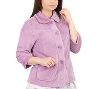 Slenderella Womens Button Up Coral Fleece Bed Jacket Housecoat with Waffle Detail - Large (Heather)