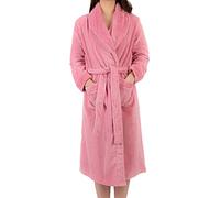 Slenderella Womens Shawl Collar Wrap Coral Fleece Dressing Gown Waffle Detail Robe Large (Pink)