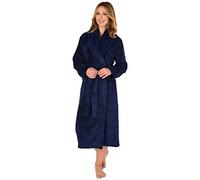 Slenderella Womens Shawl Collar Wrap Coral Fleece Dressing Gown Waffle Detail Robe XL (Navy)