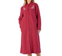 Slenderella Womens Zip Up Dressing Gown Soft Boucle Fleece Embroidered Housecoat Large (Raspberry)