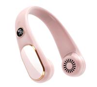 SLENPET Neck Fan, Rechargeable Personal Portable, 5 Speeds Hands Free wearable Battery Operated, USB Neck Cooling for Indoor Outdoor, Digital Display, Adjustable Width Fit,4-12 Hours, Pink