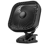 SLENPET Portable Clip-on Fan, 20000mAh Battery, 4 Speeds, Quiet, Black and Blue, Desk Fan for Travel, Bedroom, Office