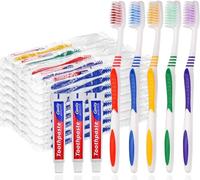 SLequipo 200 Pcs Disposable Toothbrushes with Toothpaste Individually Wrapped, 10g Travel Toothpaste Disposable Manual Toothbrush for Adults Travel Hotel Homeless