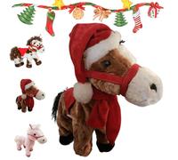 SLERFT 2025 Animated Plush Horse - Walking Toy, Xmas Horses Toys, Interactive Dancing Soft Adorable Pony Stuffed Animals Gift, With Joyful Neighing Sound and Scarf(1*Brown)
