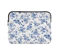 Sletend Blue Floral Quilted Laptop Sleeve 13 13.3 13.6 Inch, Compatible for MacBook Air 13 M1/M2 MacBook Pro 13, Surface Pro 9/8/7, 11.6-12’’ Acer Soft Puffy Printed Laptop Case