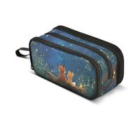 Sletend Cute Cartoon Fox Large Pencil Case 3 Main Sections Pen Bag, Holds Up to 75 Pencils, Sturdy & Portable Pen Pouch for Students, Teachers & Artists